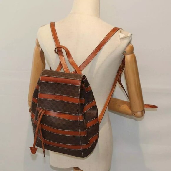 CELINE Macadam Canvas Backpack PVC Brown Auth - Picture 13 of 15